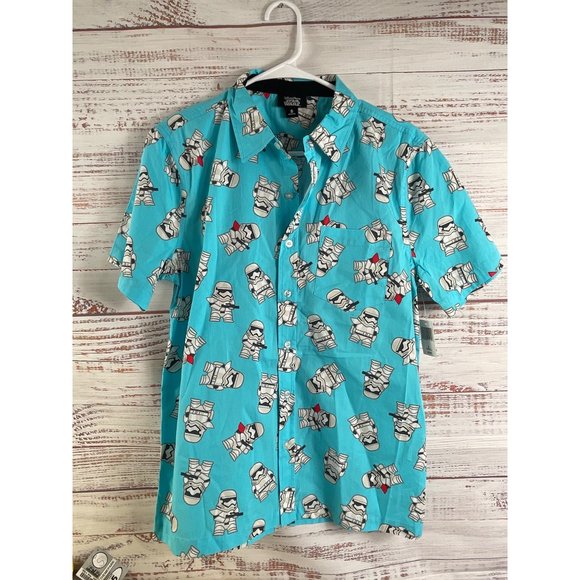 Disney Parks Star Wars STORMTROOPER Button Down Shirt Sz Small NWT - Picture 2 of 5